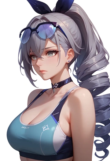 star rail,silver wolf,sports bra,high-waisted leggings  - AI generated anime art